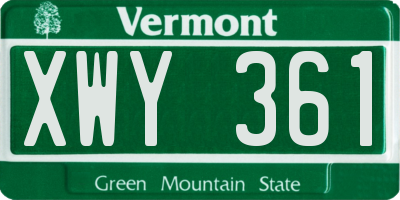 VT license plate XWY361