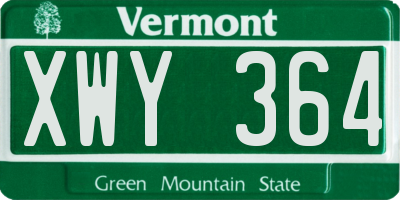 VT license plate XWY364