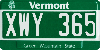 VT license plate XWY365