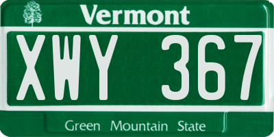 VT license plate XWY367
