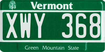 VT license plate XWY368