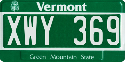 VT license plate XWY369