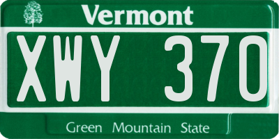VT license plate XWY370