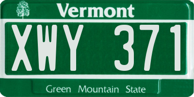 VT license plate XWY371