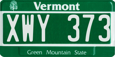 VT license plate XWY373