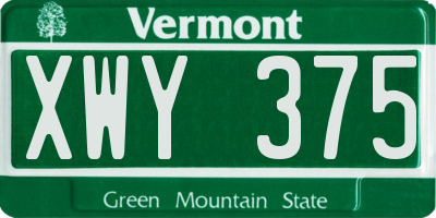 VT license plate XWY375