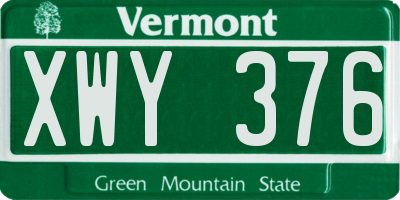 VT license plate XWY376
