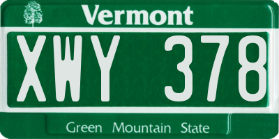 VT license plate XWY378