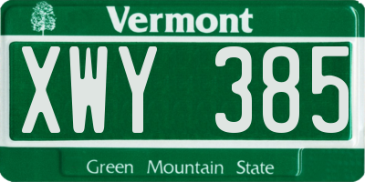 VT license plate XWY385