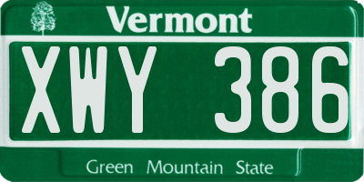 VT license plate XWY386
