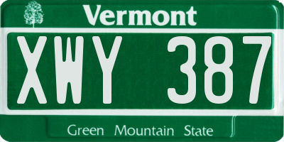 VT license plate XWY387