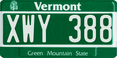 VT license plate XWY388
