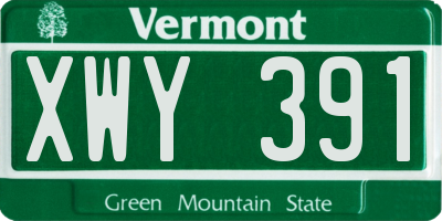 VT license plate XWY391