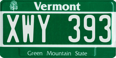 VT license plate XWY393