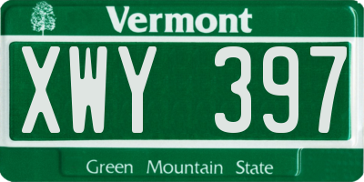 VT license plate XWY397