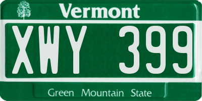 VT license plate XWY399