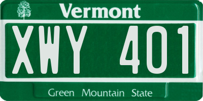 VT license plate XWY401