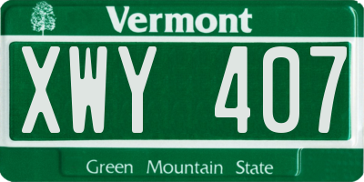VT license plate XWY407