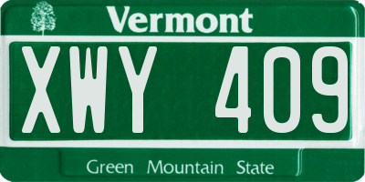 VT license plate XWY409