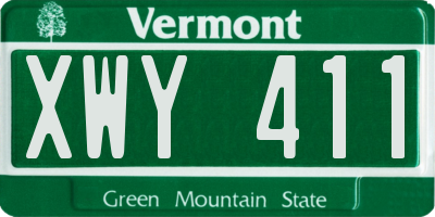 VT license plate XWY411