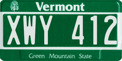 VT license plate XWY412