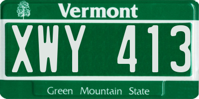 VT license plate XWY413