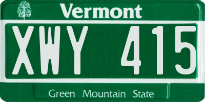VT license plate XWY415
