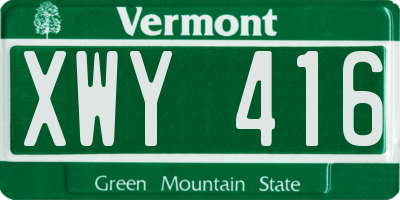 VT license plate XWY416