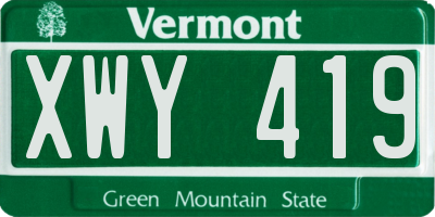 VT license plate XWY419