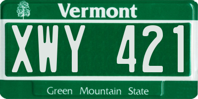 VT license plate XWY421