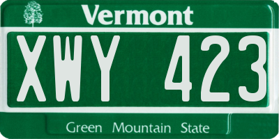 VT license plate XWY423