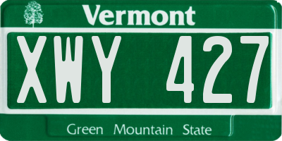 VT license plate XWY427