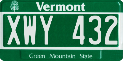 VT license plate XWY432
