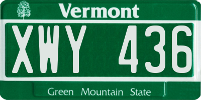 VT license plate XWY436
