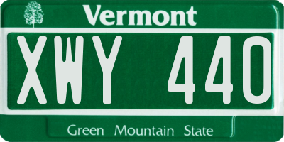 VT license plate XWY440