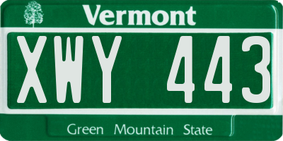 VT license plate XWY443