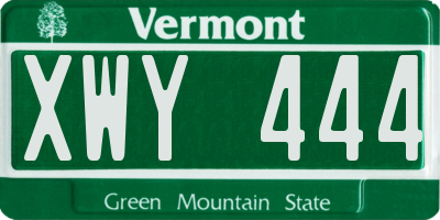 VT license plate XWY444