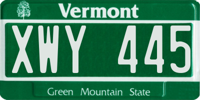 VT license plate XWY445