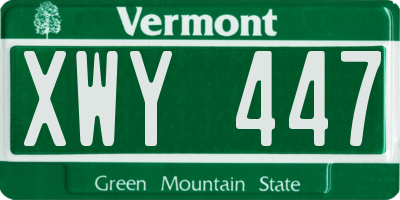 VT license plate XWY447