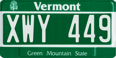 VT license plate XWY449