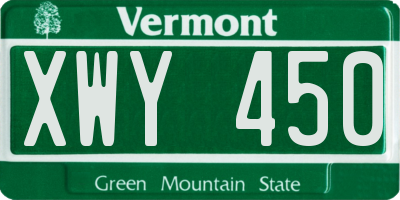 VT license plate XWY450