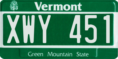 VT license plate XWY451