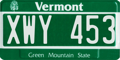 VT license plate XWY453