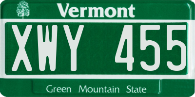 VT license plate XWY455