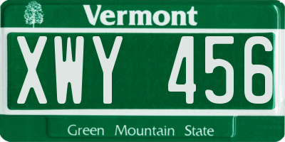 VT license plate XWY456