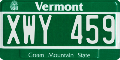 VT license plate XWY459
