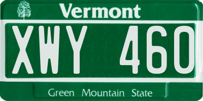 VT license plate XWY460