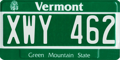 VT license plate XWY462