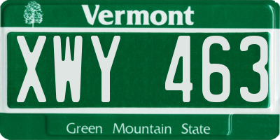 VT license plate XWY463