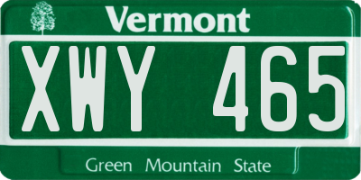 VT license plate XWY465